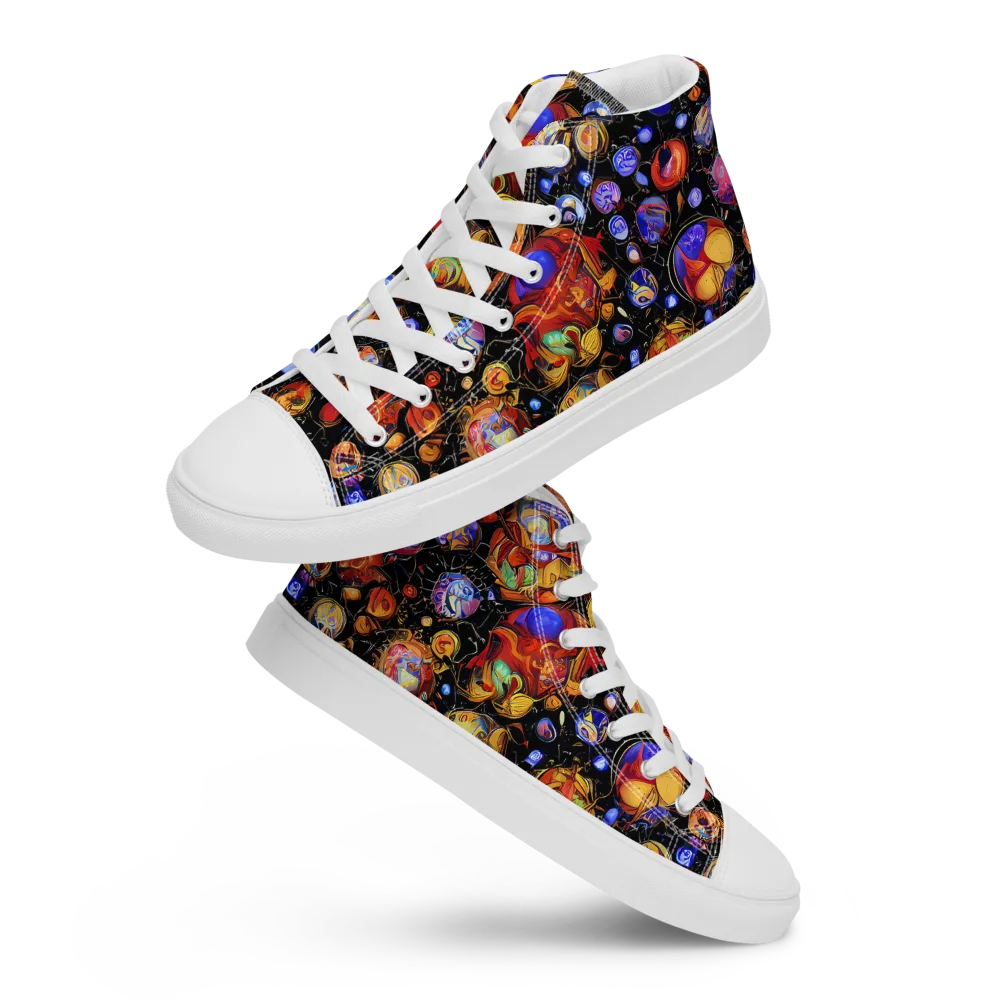 Infinite Orbs on Men's High Top Canvas Shoes — Front