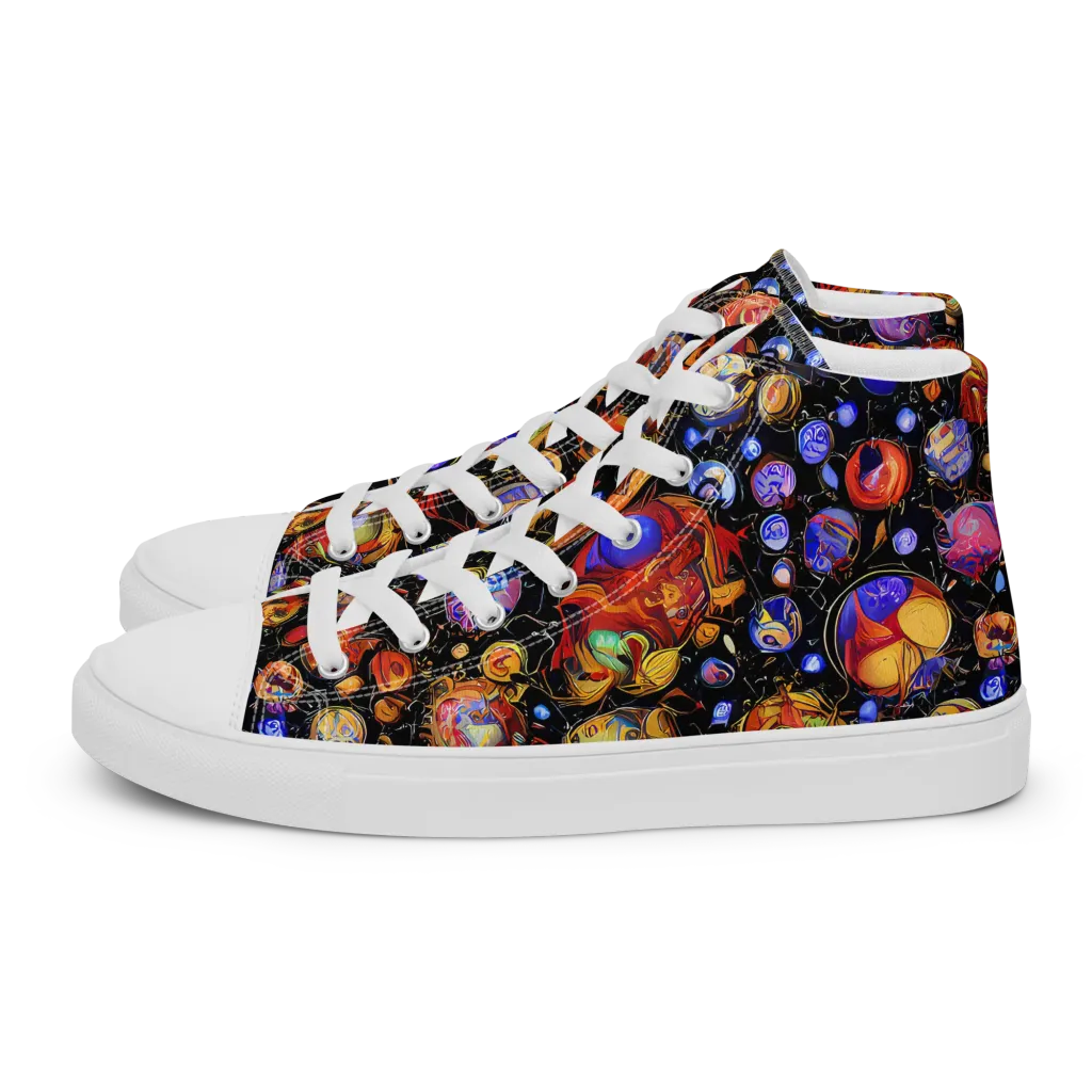 Infinite Orbs on Women's High Top Canvas Shoes — Left