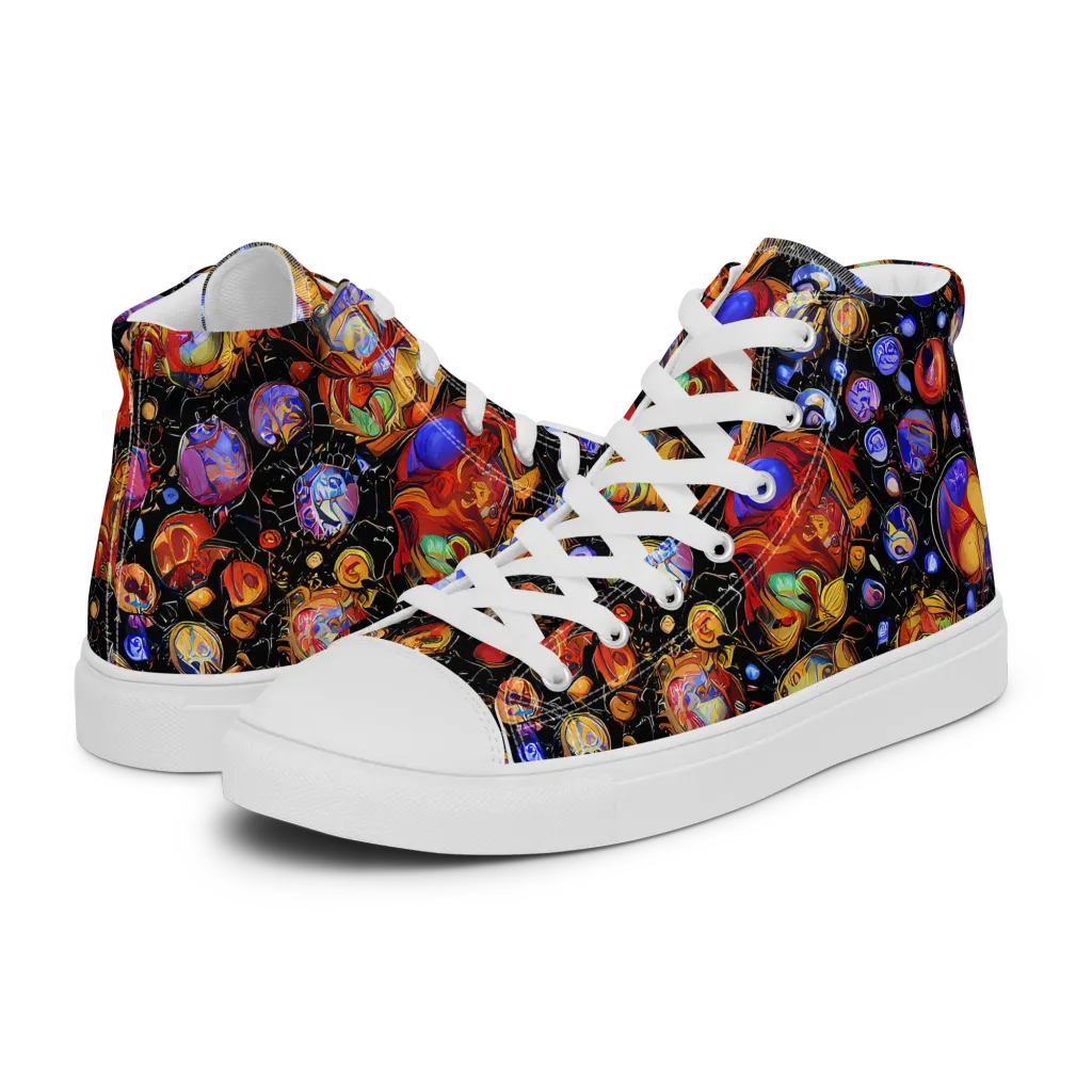 Infinite Orbs on Women's High Top Canvas Shoes — Left
