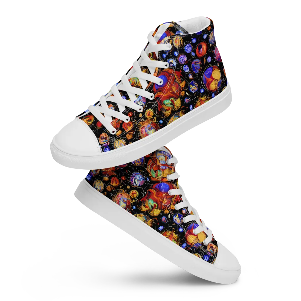 Infinite Orbs on Women's High Top Canvas Shoes — Front