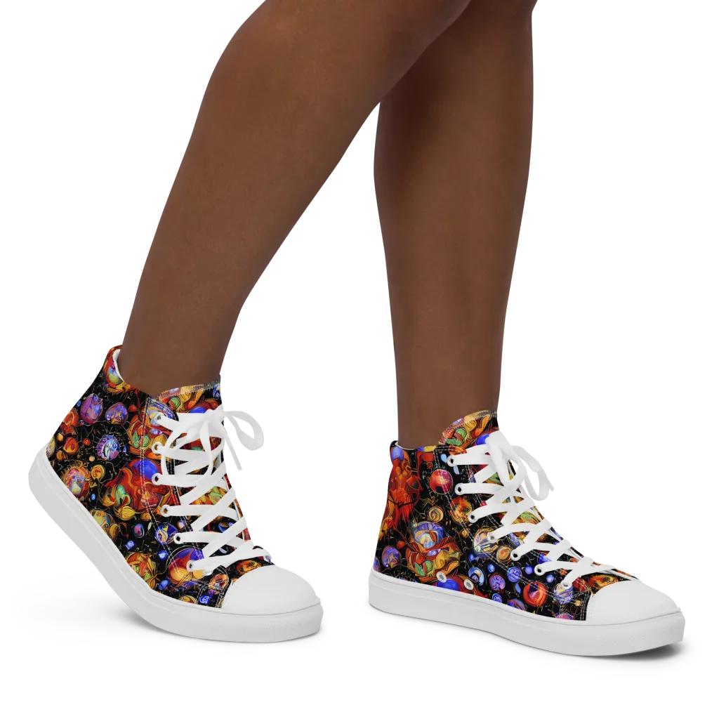 Infinite Orbs on Women's High Top Canvas Shoes — Right