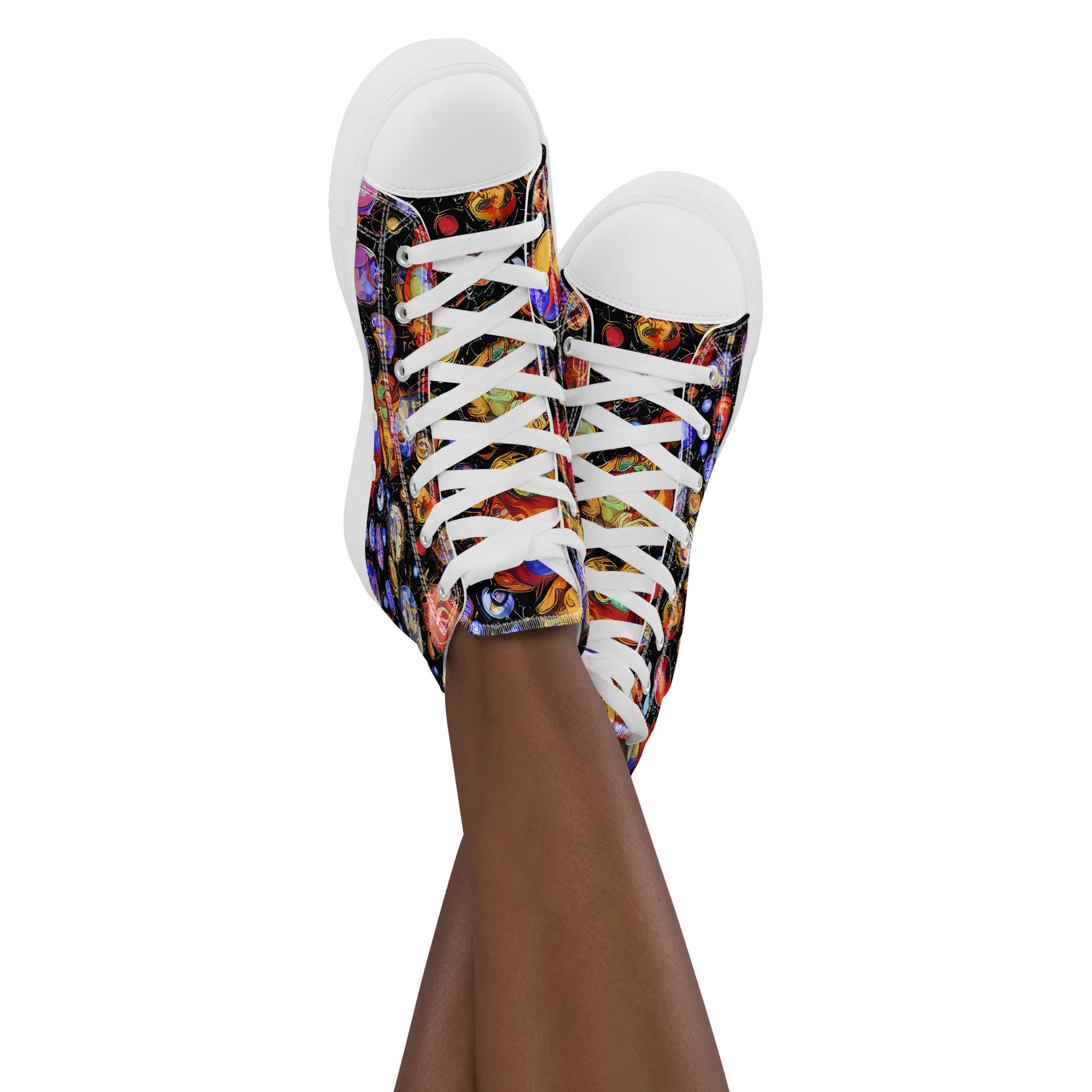 Infinite Orbs on Women's High Top Canvas Shoes — Front