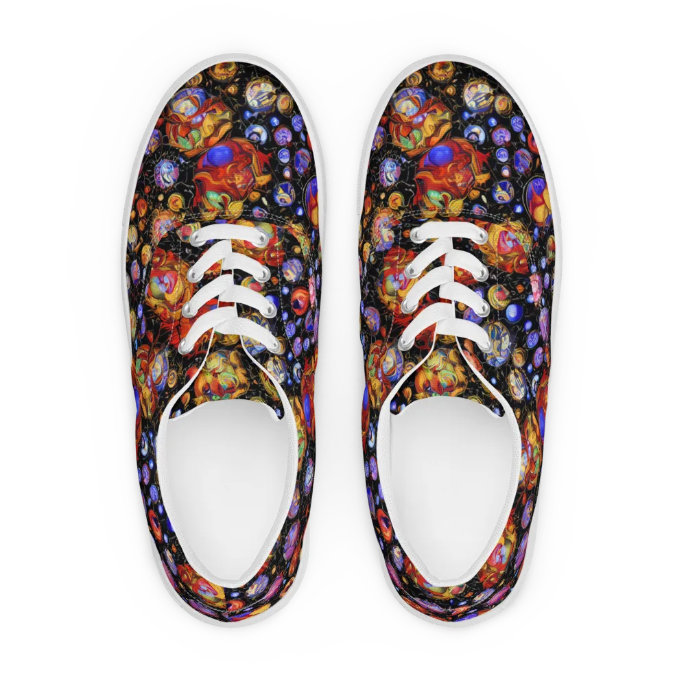 Infinite Orbs on Men's Lace-Up Canvas Shoes — Front