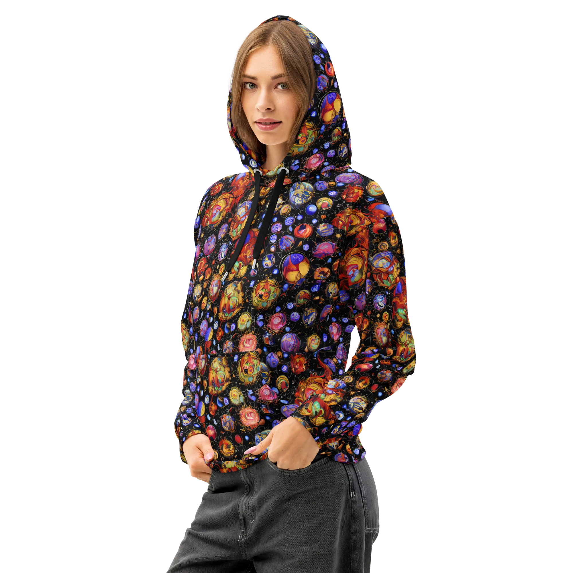 Infinite Orbs on Cotton Hoodie — Left Front