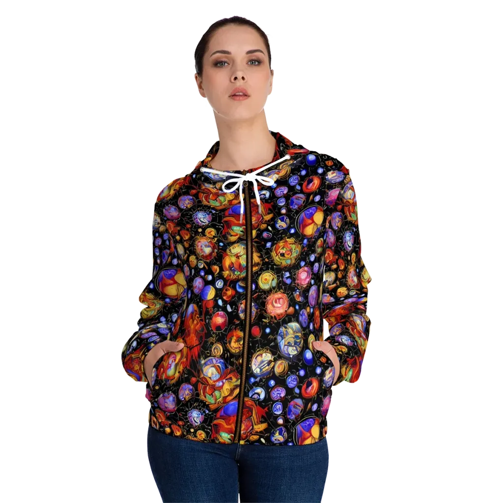 Infinite Orbs on Women's Full-Zip Hoodie — Front On Person