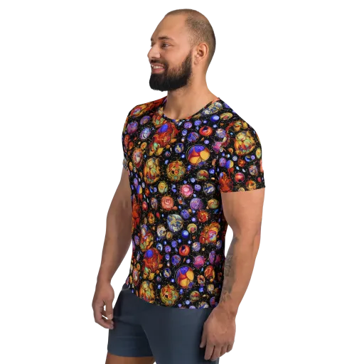 Infinite Orbs on a Men's Athletic T-Shirt