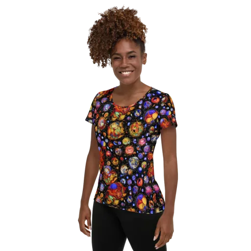 Infinite Orbs on a Women's Athletic T-Shirt