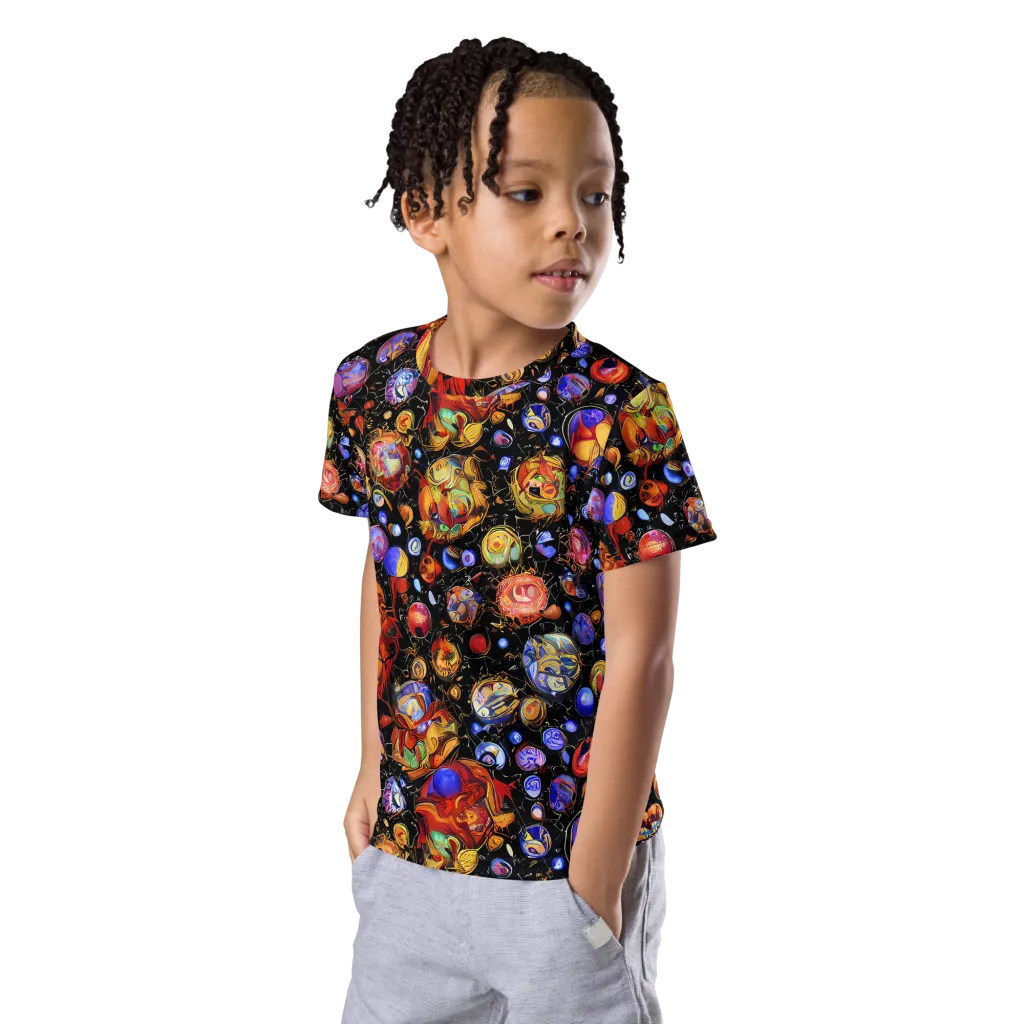 Infinite Orbs on Kids Crew Neck T-Shirt — Left Front