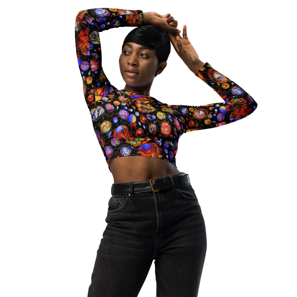 Infinite Orbs on Long Sleeve Crop Top — Front
