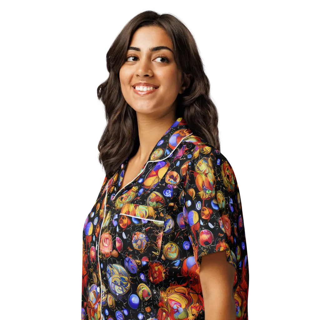 Infinite Orbs on Women's Short Sleeve Pajama Top — Left Front