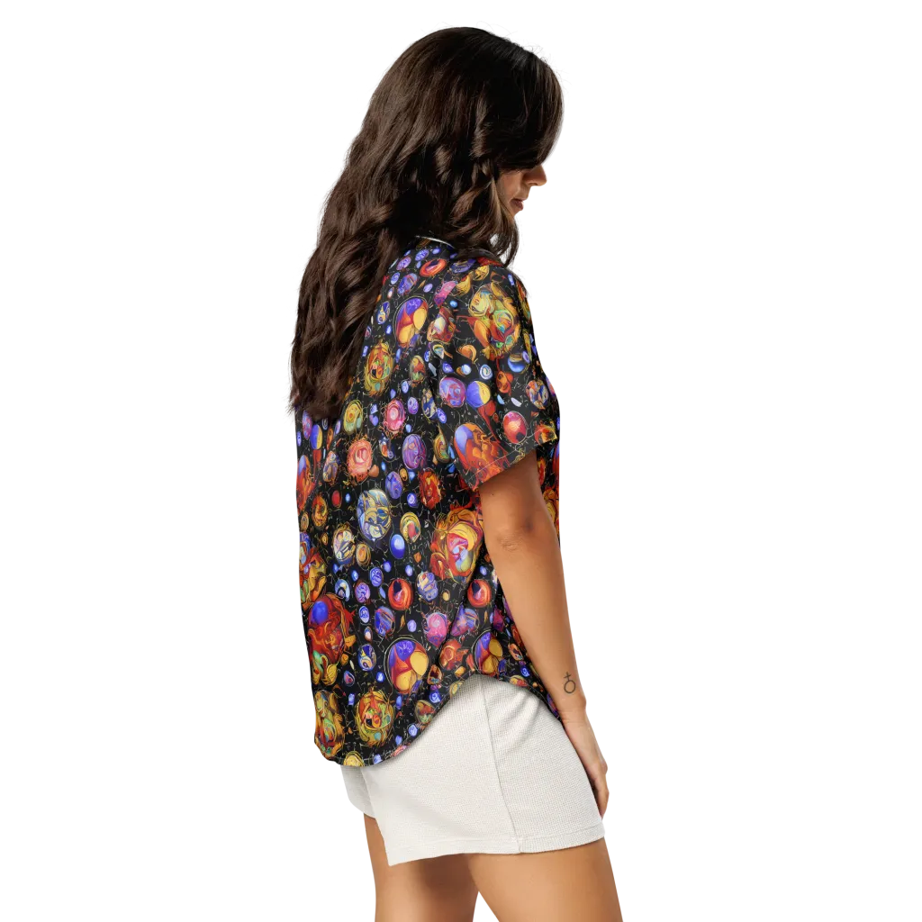 Infinite Orbs on Women's Short Sleeve Pajama Top — Right Back