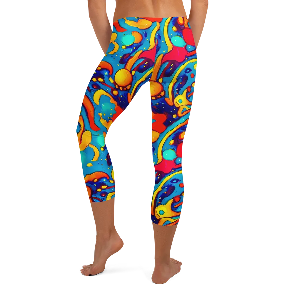Neon Tidal Burst on Capri Leggings — Back