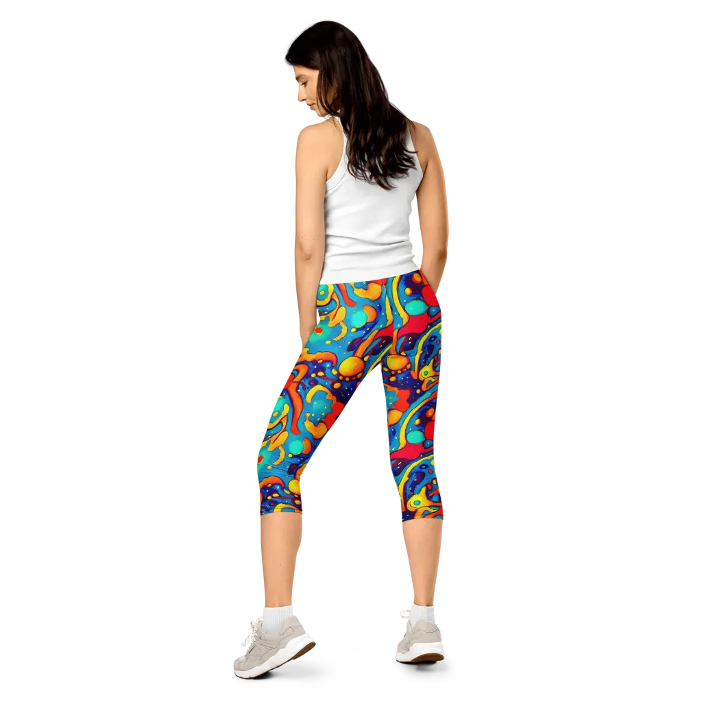 Neon Tidal Burst on Capri Leggings — Back