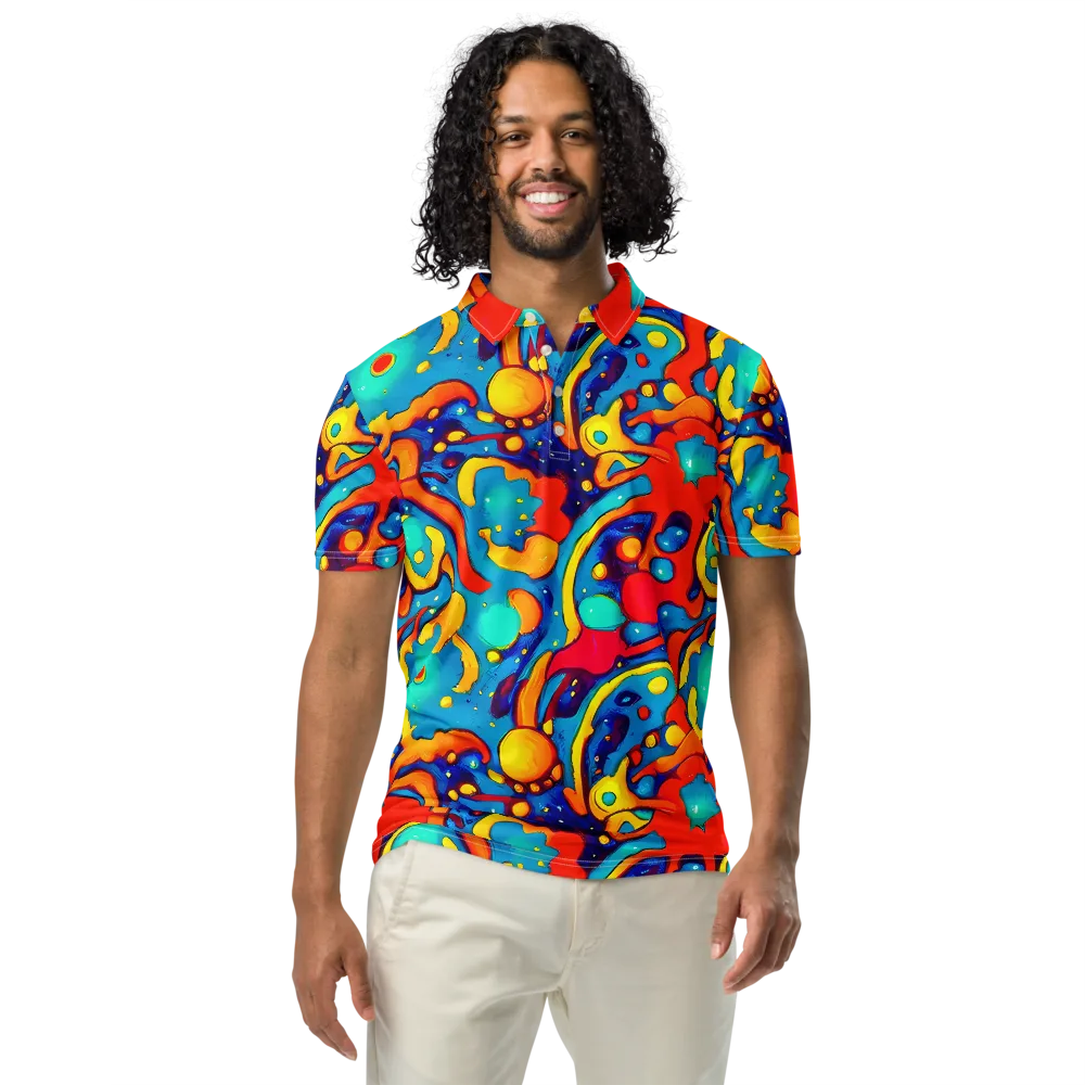 Neon Tidal Burst on Men's Slim Fit Polo Shirt — Front