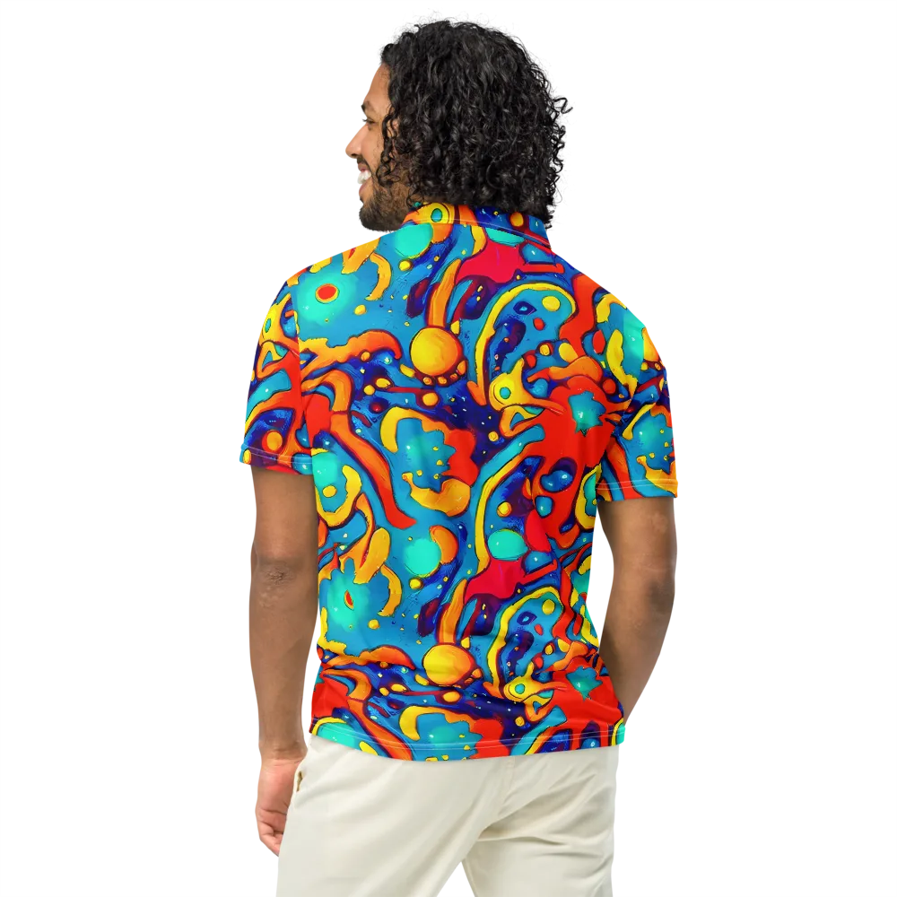 Neon Tidal Burst on Men's Slim Fit Polo Shirt — Back