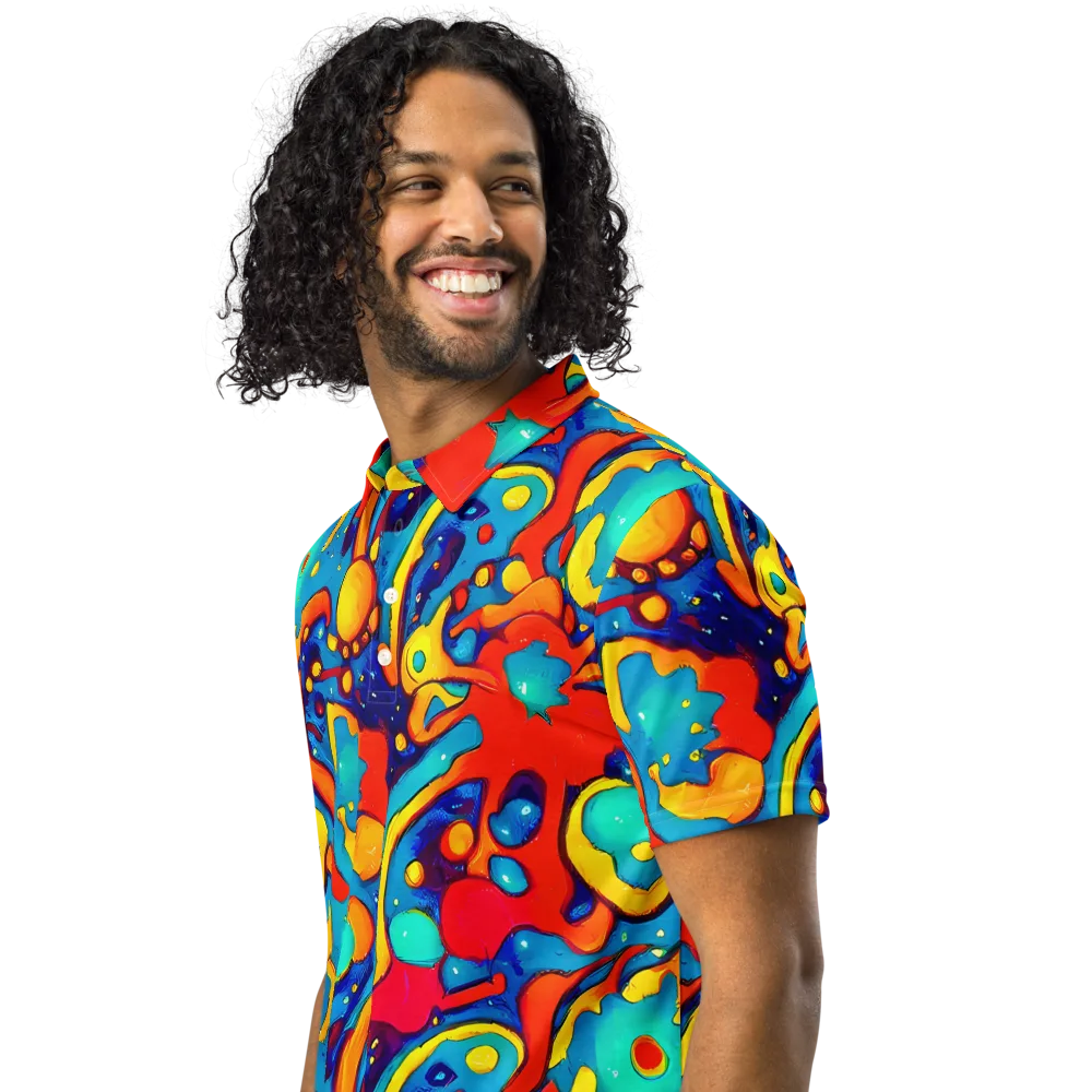 Neon Tidal Burst on Men's Slim Fit Polo Shirt — Left Front