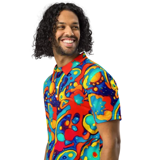 Neon Tidal Burst on a Men's Slim Fit Polo Shirt