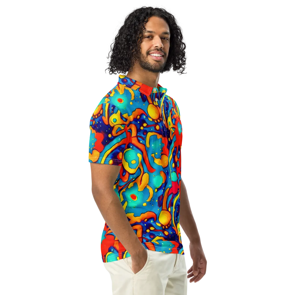 Neon Tidal Burst on Men's Slim Fit Polo Shirt — Right Front