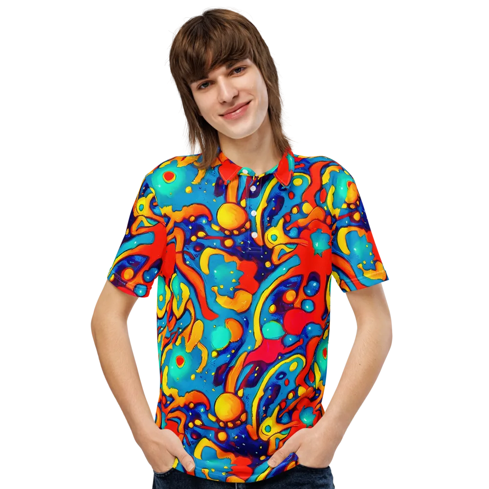 Neon Tidal Burst on Men's Slim Fit Polo Shirt — Front