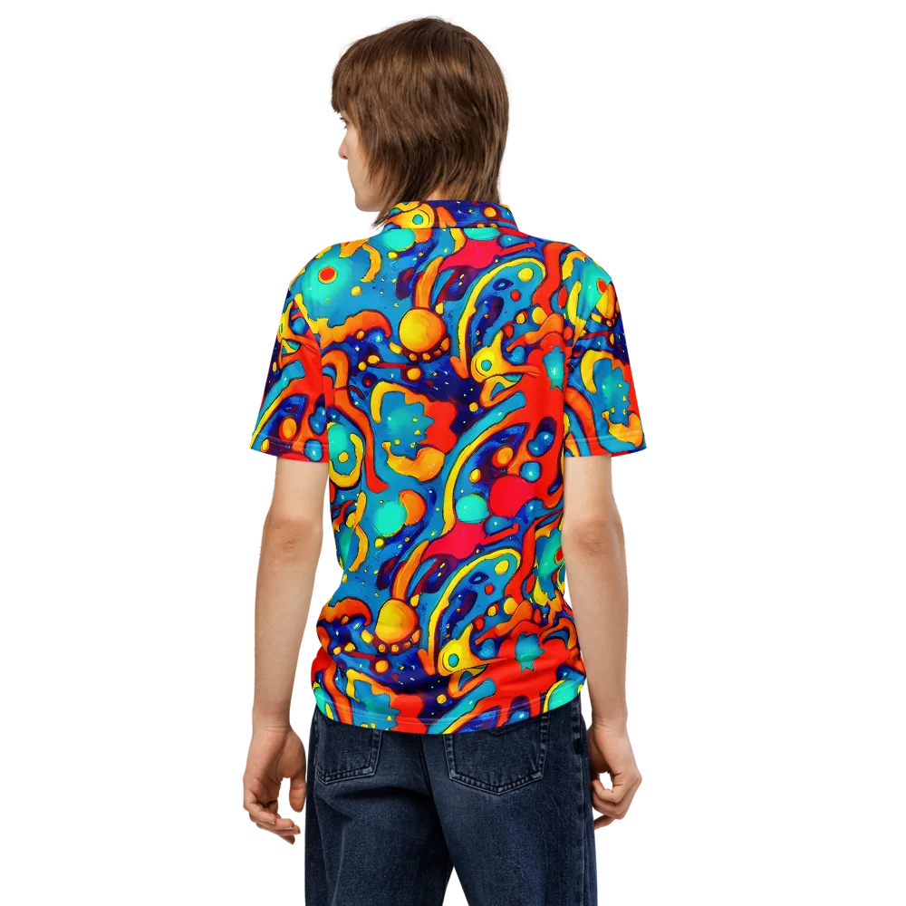 Neon Tidal Burst on Men's Slim Fit Polo Shirt — Back