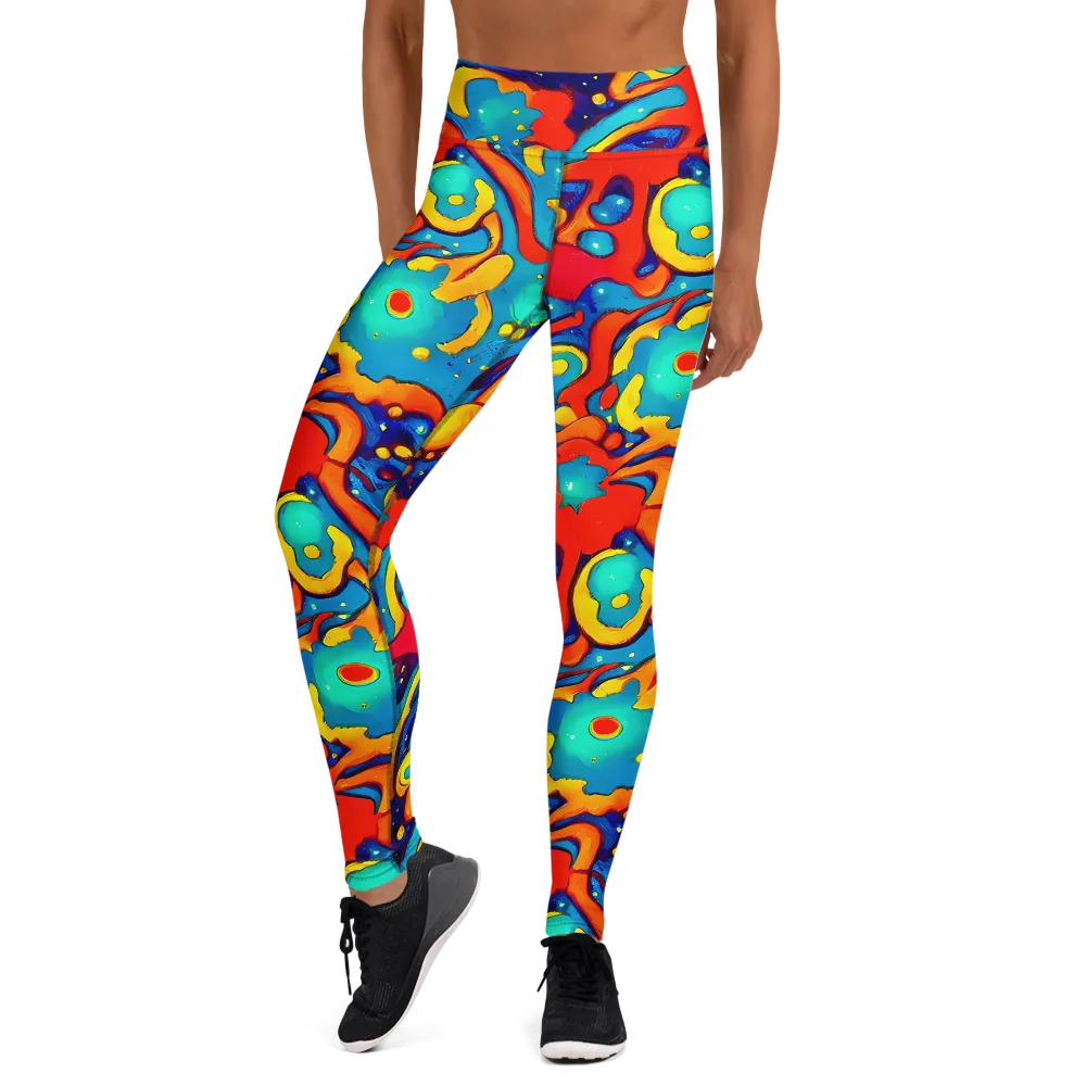 Neon Tidal Burst on Yoga Leggings — Front