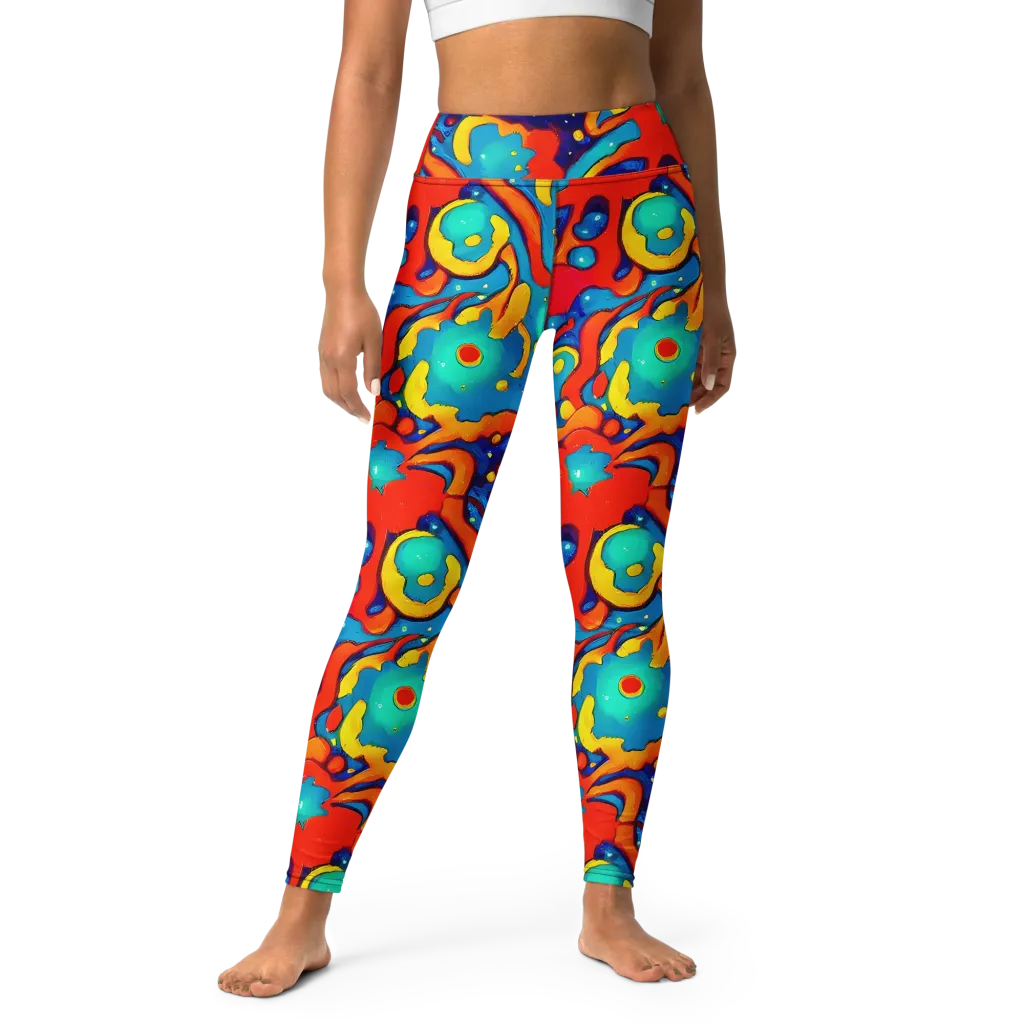 Neon Tidal Burst on Yoga Leggings — Front