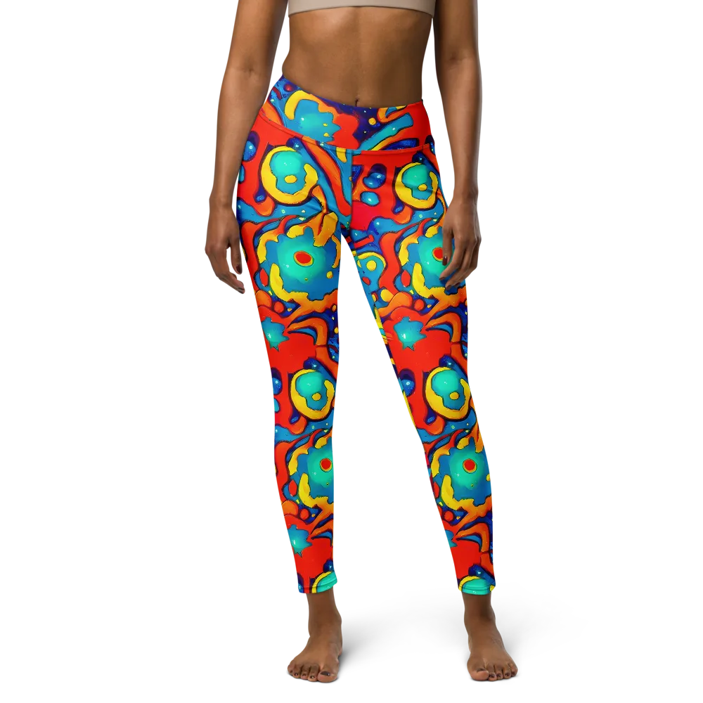 Neon Tidal Burst on Yoga Leggings — Front