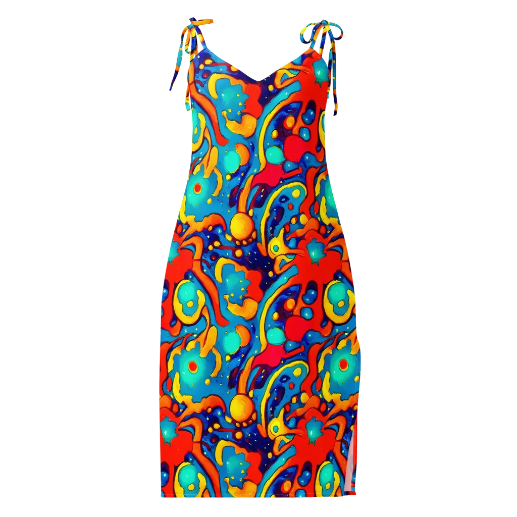 Neon Tidal Burst on Slip Dress — Front