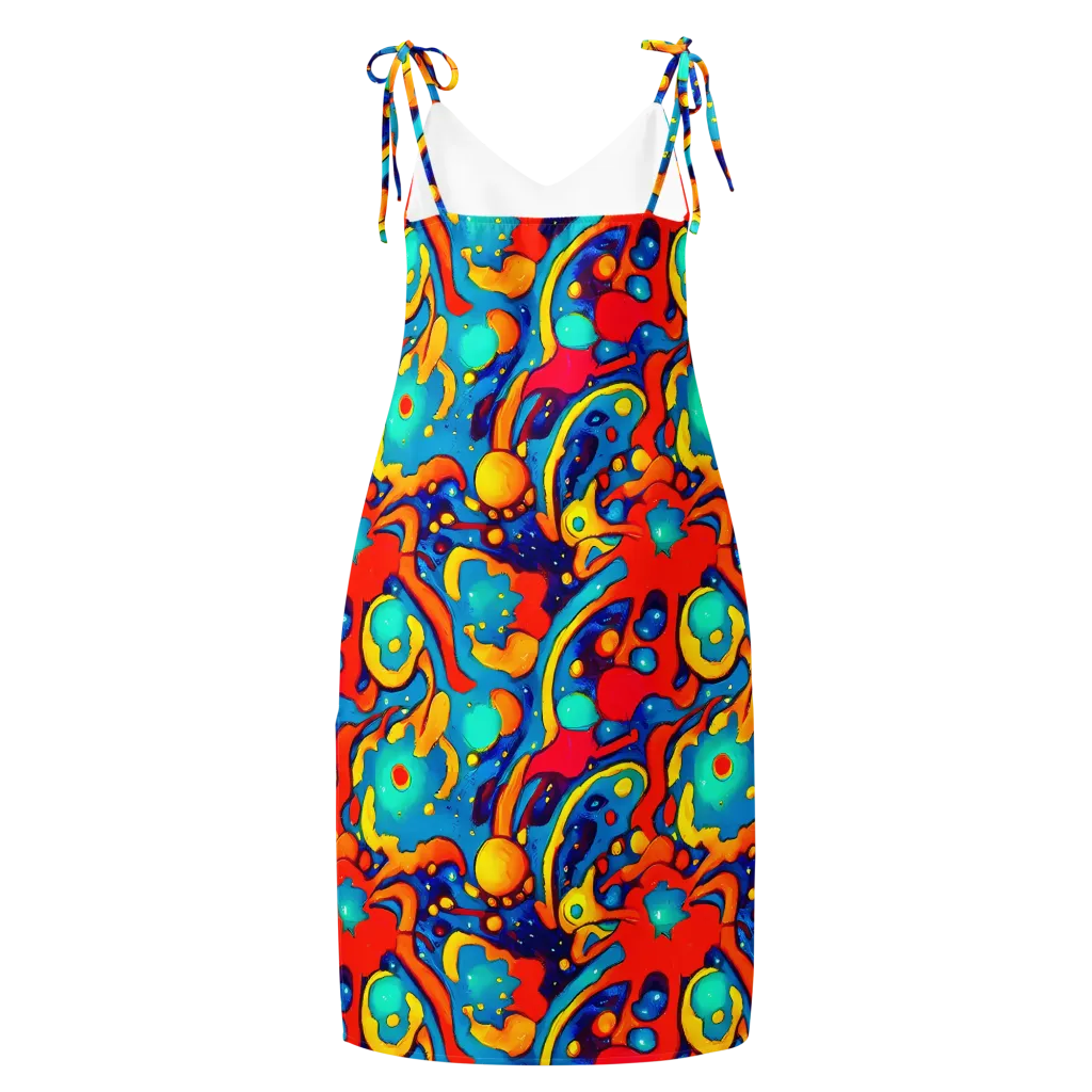 Neon Tidal Burst on Slip Dress — Back