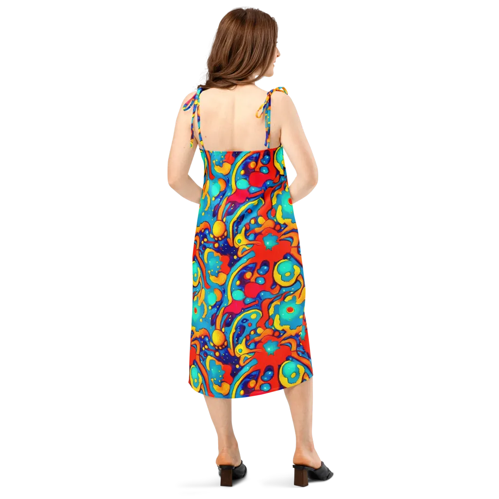 Neon Tidal Burst on Slip Dress — Back