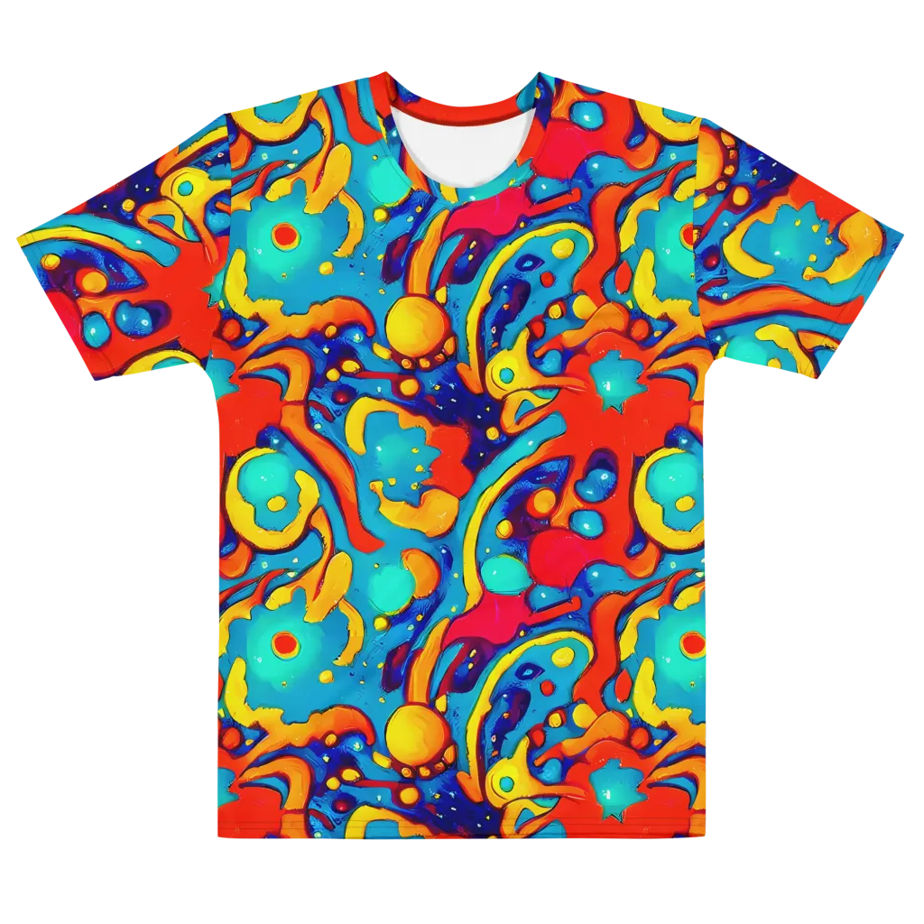 Neon Tidal Burst on Men's Cotton Crew Neck T-Shirt — Front