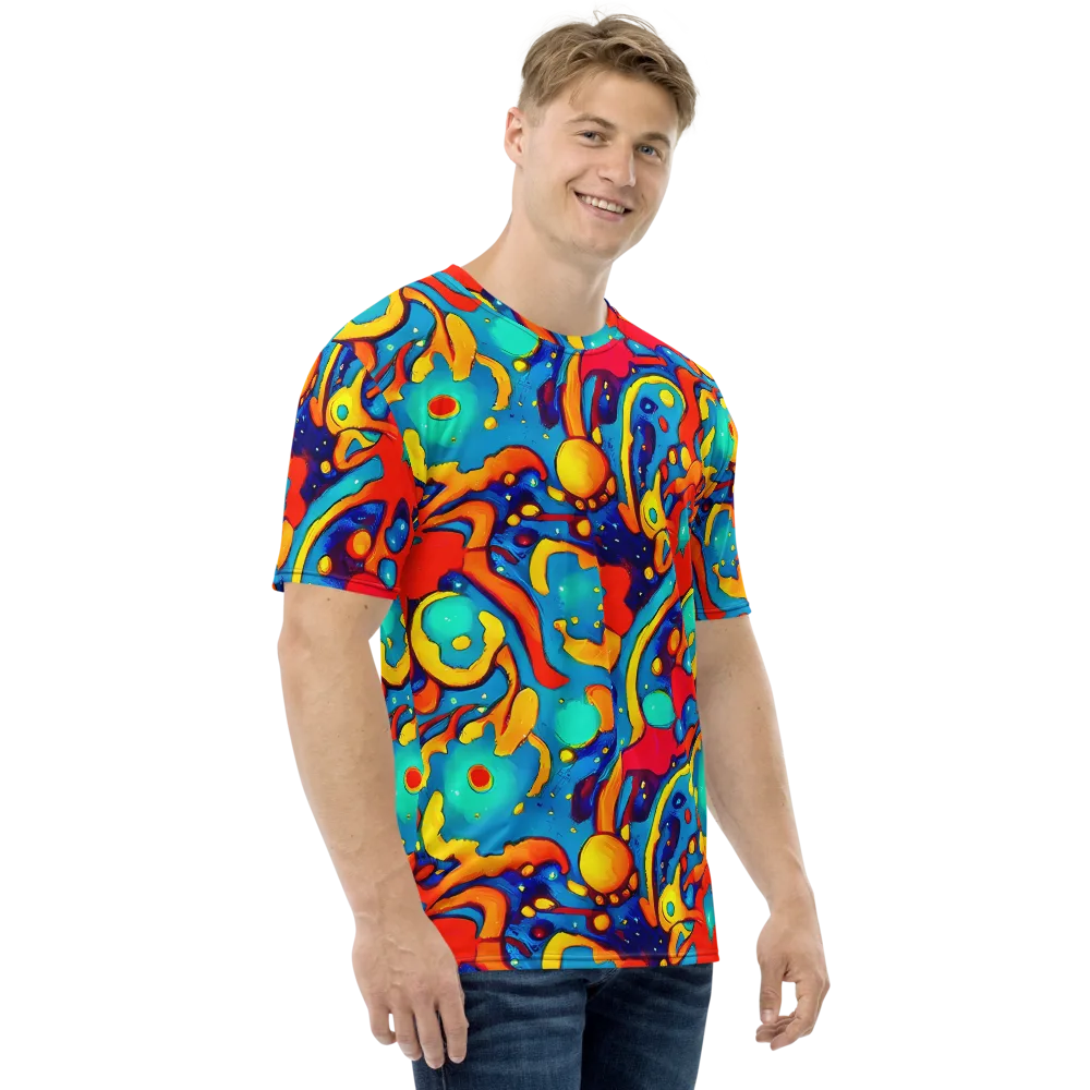 Neon Tidal Burst on Men's Crew Neck T-Shirt — Right