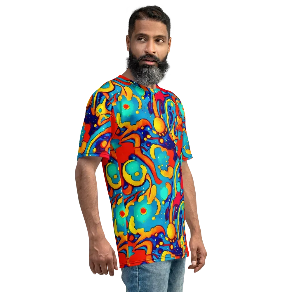 Neon Tidal Burst on Men's Crew Neck T-Shirt — Right