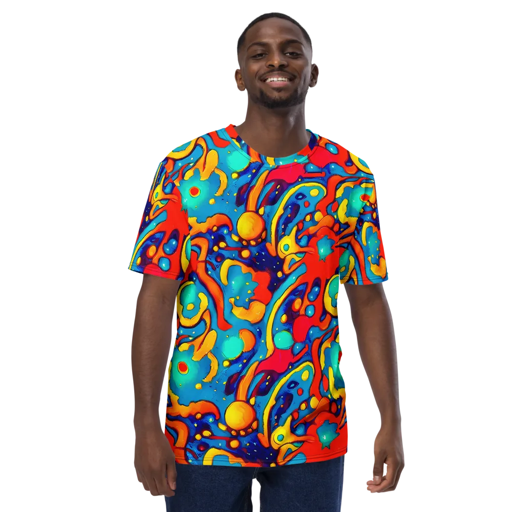 Neon Tidal Burst on Men's Crew Neck T-Shirt — Front