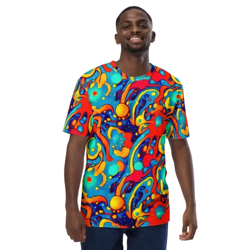 Neon Tidal Burst on a Men's Crew Neck T-Shirt