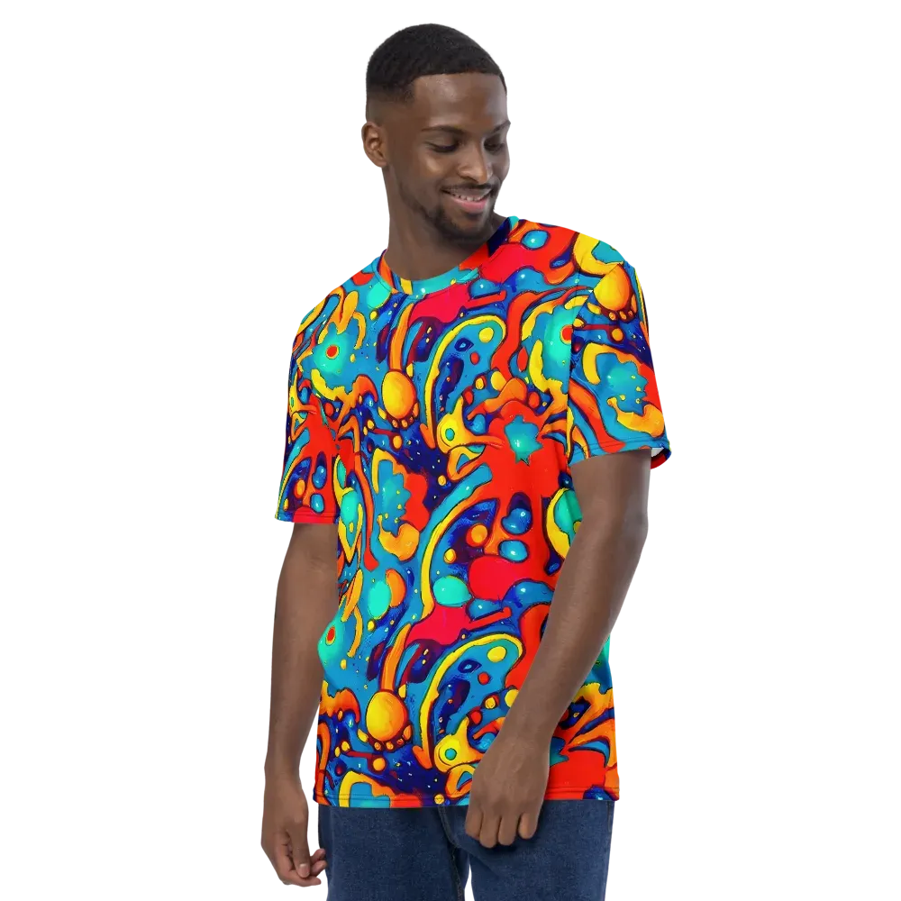 Neon Tidal Burst on Men's Crew Neck T-Shirt — Left