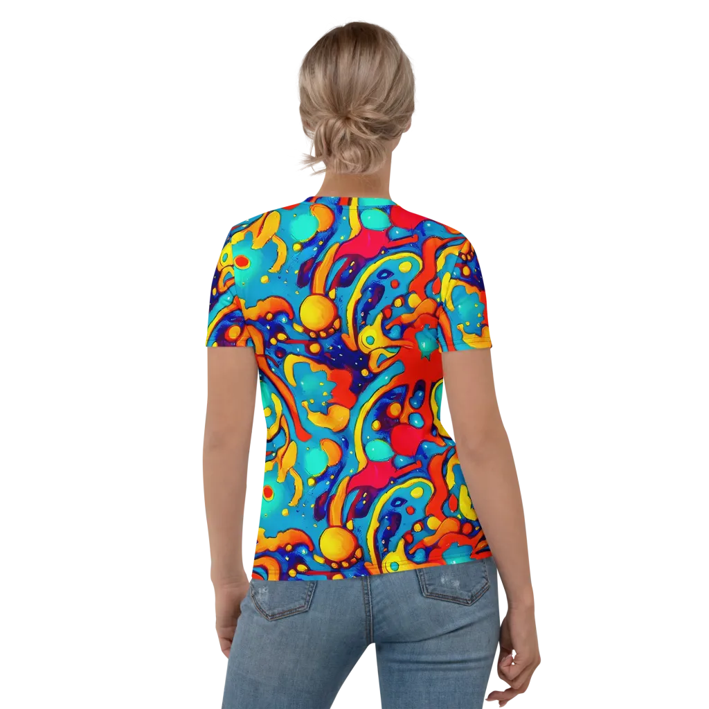 Neon Tidal Burst on Women's Crew Neck T-Shirt — Back