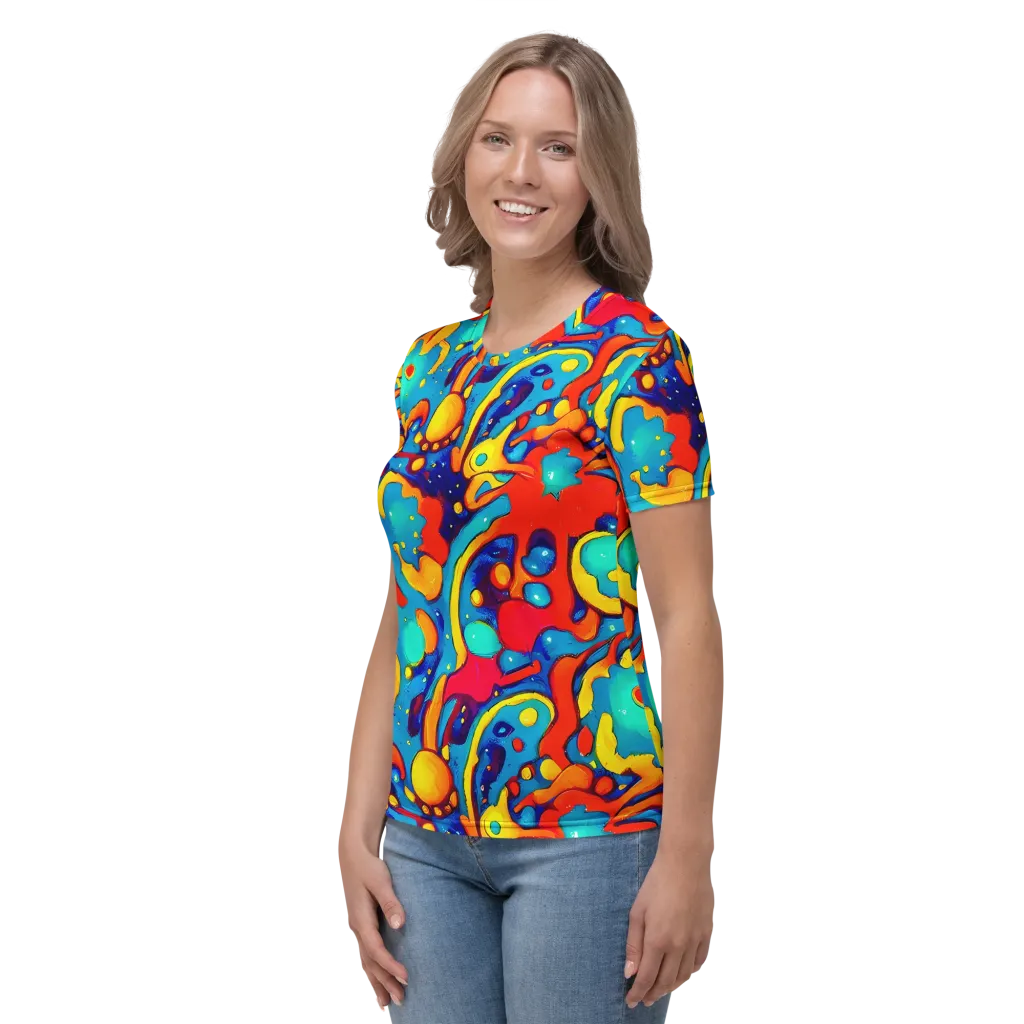 Neon Tidal Burst on Women's Crew Neck T-Shirt — Left