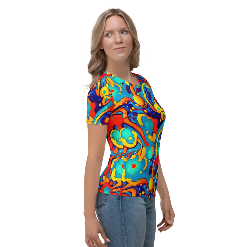 Neon Tidal Burst on Women's Crew Neck T-Shirt — Right