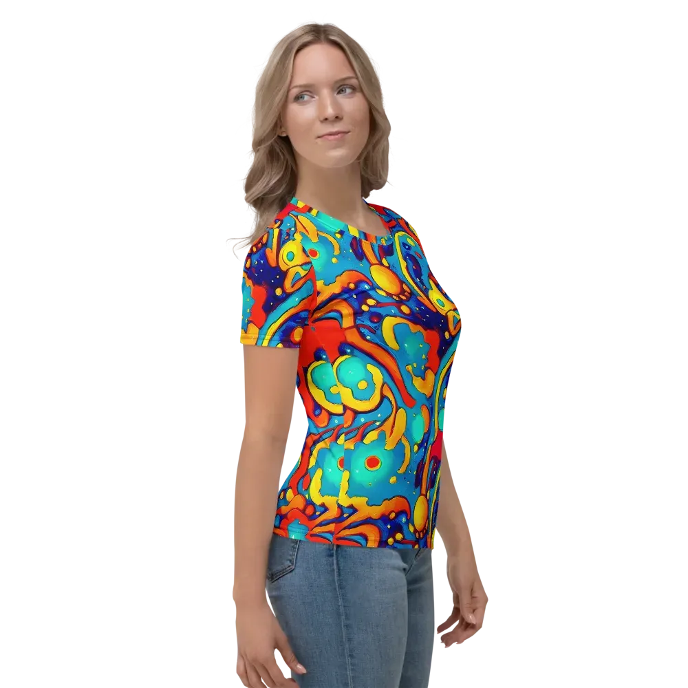 Neon Tidal Burst on Women's Crew Neck T-Shirt — Right