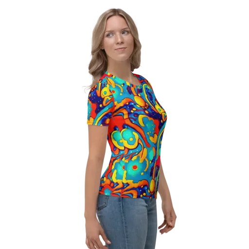 Neon Tidal Burst on a Women's Crew Neck T-Shirt