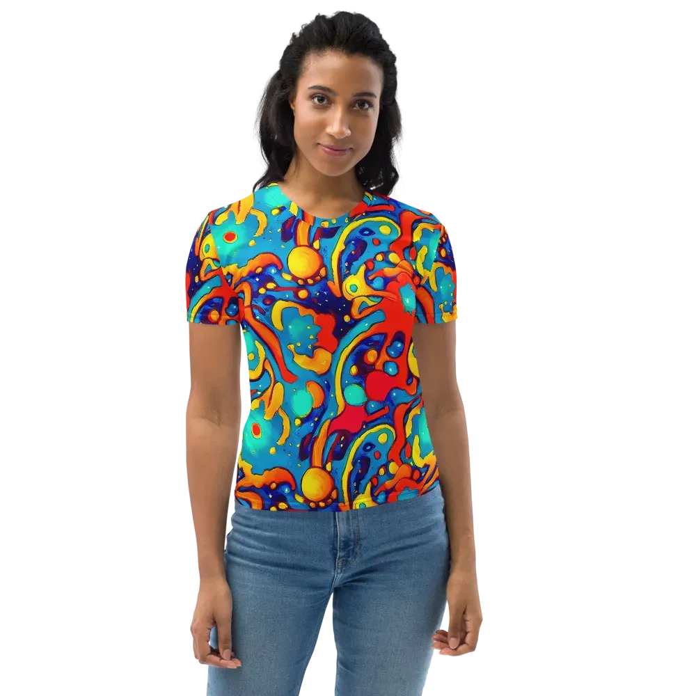 Neon Tidal Burst on Women's Crew Neck T-Shirt — Front