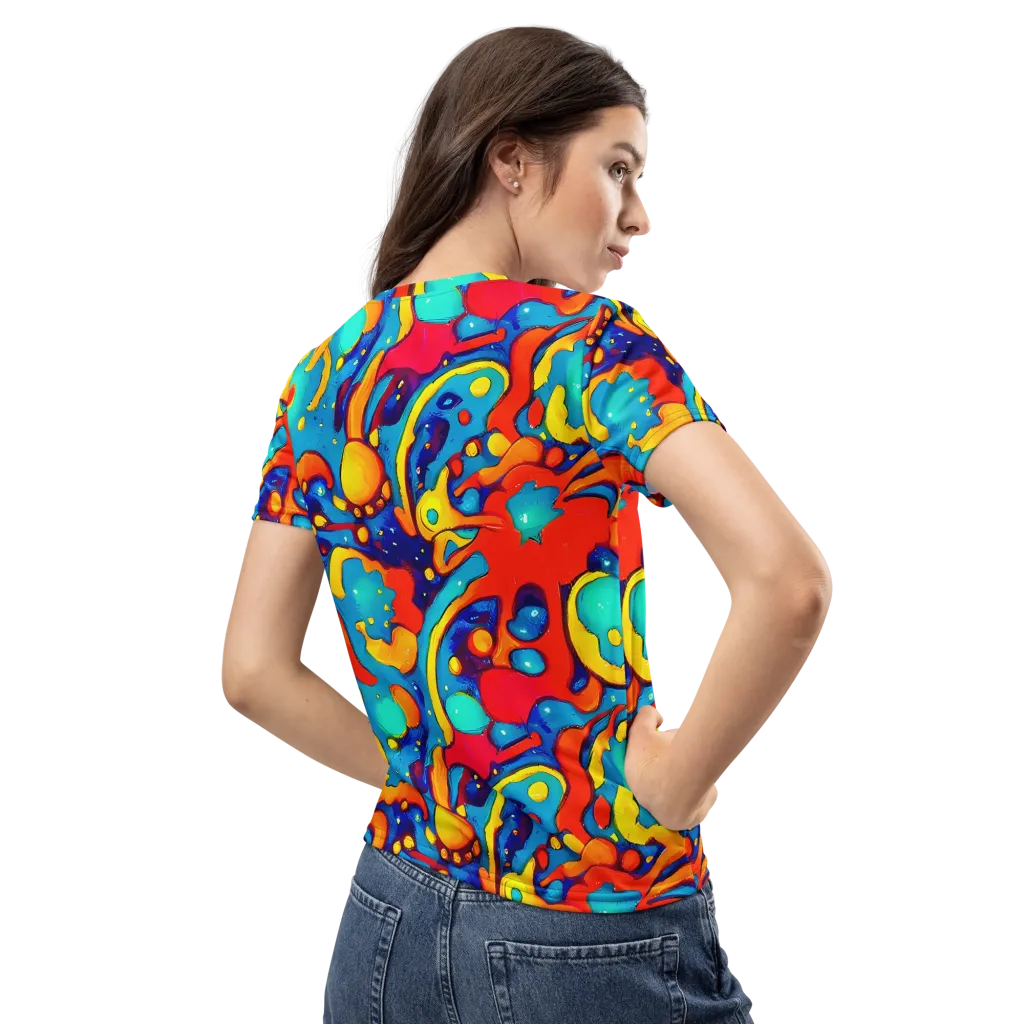 Neon Tidal Burst on Women's Crew Neck T-Shirt — Back