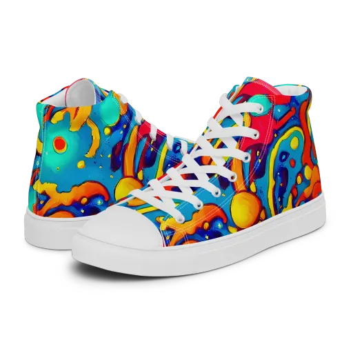 Neon Tidal Burst on a Women's High Top Canvas Shoes