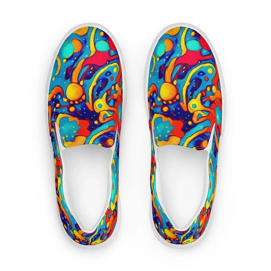 Neon Tidal Burst on Men's Slip-On Canvas Shoes — Front