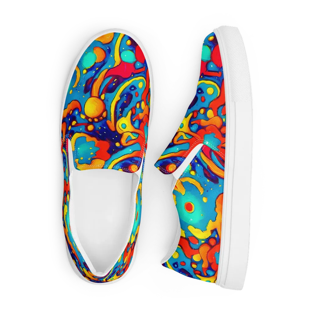 Neon Tidal Burst on Men's Slip-On Canvas Shoes — Front