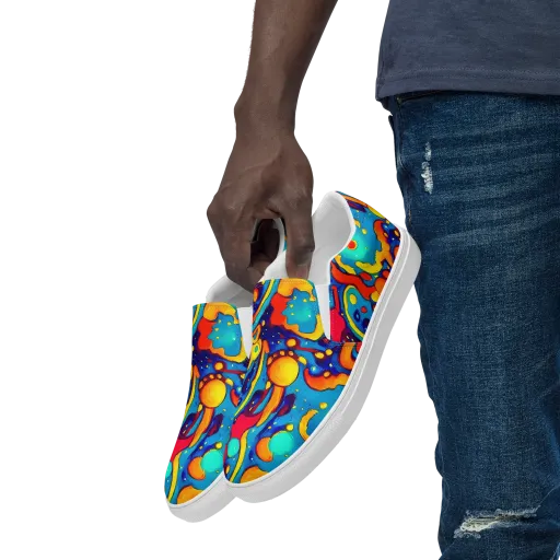 Neon Tidal Burst on a Men's Slip-On Canvas Shoes