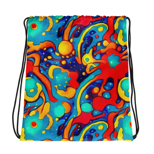 Neon Tidal Burst on a Drawstring Bag