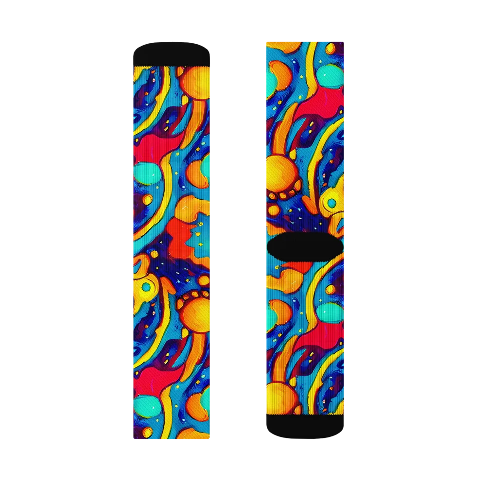 Neon Tidal Burst on Socks — Left Sock