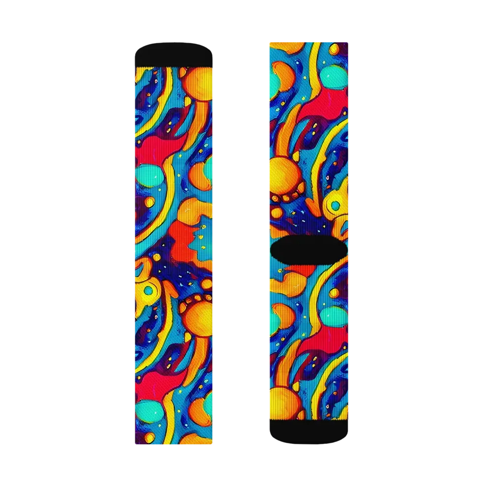 Neon Tidal Burst on Socks — Right Sock